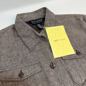 NWT Dialogue Women's Brown Linen Blend Safari Jacket Size Small Button Up